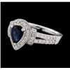 Image 1 : 1.07 ctw Sapphire and Diamond Ring - 14KT White Gold