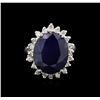 Image 2 : 11.82 ctw Sapphire and Diamond Ring - 14KT White Gold
