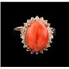 Image 2 : 6.30 ctw Coral and Diamond Ring - 14KT Rose Gold