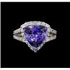 Image 2 : 14KT White Gold 4.78 ctw Tanzanite and Diamond Ring