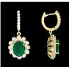 Image 2 : 6.04 ctw Emerald and Diamond Earrings - 14KT Yellow Gold