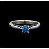 Image 2 : 14KT White Gold 0.47 ctw Round Cut Fancy Blue Diamond Solitaire Ring