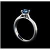 Image 4 : 14KT White Gold 0.47 ctw Round Cut Fancy Blue Diamond Solitaire Ring