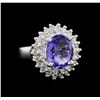 Image 1 : 3.60 ctw Tanzanite and Diamond Ring - 14KT White Gold