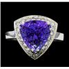Image 2 : 5.31 ctw Tanzanite and Diamond Ring - 14KT White Gold
