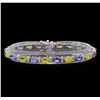 Image 1 : 14KT White Gold 5.30 ctw Sapphire, Tanzanite and Diamond Bracelet