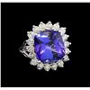 Image 1 : GIA Cert 13.03 ctw Tanzanite and Diamond Ring - 14KT White Gold