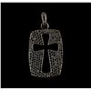 Image 1 : 4.30 ctw Black Diamond Cross Pendant - 14KT White Gold