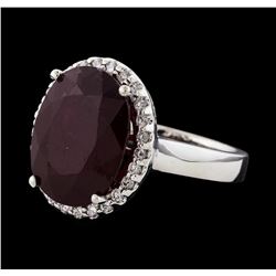 12.04 ctw Ruby and Diamond Ring - 14KT White Gold