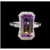 Image 2 : 14KT White Gold 4.89 ctw Ametrine Quartz and Diamond Ring