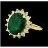 Image 1 : 5.43 ctw Emerald and Diamond Ring - 14KT Yellow Gold