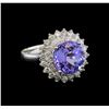 Image 1 : 14KT White Gold 4.36 ctw Tanzanite and Diamond Ring
