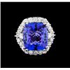 Image 2 : 12.30 ctw Tanzanite and Diamond Ring - 14KT White Gold