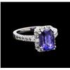 Image 1 : 3.30 ctw Tanzanite and Diamond Ring - 14KT White Gold