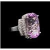 Image 1 : 14KT White Gold GIA Certified 20.25 ctw Kunzite and Diamond Ring