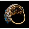 Image 3 : 5.00 ctw Blue Topaz and Diamond Ring - 18KT Yellow Gold