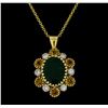 Image 2 : 6.80 ctw Emerald, Sapphire and Diamond Pendant With Chain - 14KT Yellow Gold