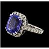 Image 1 : GIA Cert 9.36 ctw Tanzanite and Diamond Ring - 14KT White Gold