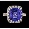 Image 2 : GIA Cert 9.36 ctw Tanzanite and Diamond Ring - 14KT White Gold