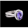 Image 1 : 1.73 ctw Tanzanite and Diamond Ring - 14KT White Gold