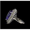 Image 3 : 11.90 ctw Tanzanite and Diamond Ring - 14KT White Gold