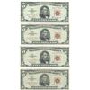 Image 2 : 1963 $5 Fine Red Seal Bill Lot of 4