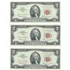 Image 1 : 1963 $2 Uncirculated Red Seal Bill Lot of 3