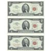 Image 1 : 1963 $2 Uncirculated Red Seal Bill Lot of 3