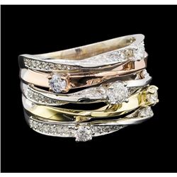 1.00 ctw Diamond Ring - 14KT Tri Color Gold