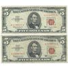 Image 1 : 1963 $5 Fine Red Seal Bill Lot of 2