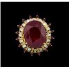 Image 2 : 36.08 ctw Ruby and Diamond Ring - 14KT Yellow Gold