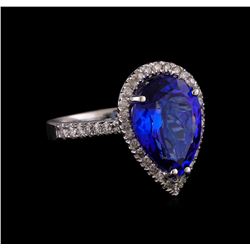 14KT White Gold 5.93 ctw Tanzanite and Diamond Ring