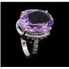 Image 4 : 9.25 ctw Lavender Quartz and Diamond Ring - 18KT White Gold