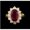 Image 2 : GIA Cert 3.52 ctw Ruby and Diamond Ring - 14KT Yellow Gold