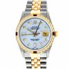 Image 1 : Rolex Two-Tone Mother Of Pearl Diamond and Ruby DateJust Men's Watch