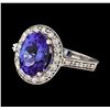 3.35 ctw Tanzanite and Diamond Ring - 14KT White Gold