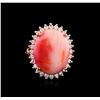 Image 2 : 9.51 ctw Coral and Diamond Ring - 14KT Rose Gold