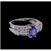 Image 1 : 0.67 ctw Tanzanite and Diamond Ring - 14KT White Gold