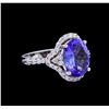 Image 1 : 3.85 ctw Tanzanite and Diamond Ring - 14KT White Gold