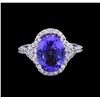 Image 2 : 3.85 ctw Tanzanite and Diamond Ring - 14KT White Gold