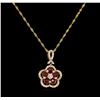 Image 1 : 0.82 ctw Ruby and Diamond Pendant With Chain - 14KT Yellow Gold