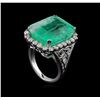 Image 4 : GIA Cert 22.51 ctw Emerald and Diamond Ring - 14KT White Gold