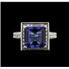 Image 2 : 4.25 ctw Tanzanite and Diamond Ring - 14KT White Gold