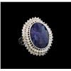 Image 1 : 14KT White Gold 15.08 ctw Sapphire and Diamond Ring