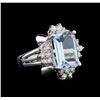Image 1 : 14KT White Gold 4.60 ctw Aquamarine and Diamond Ring