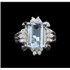 Image 2 : 14KT White Gold 4.60 ctw Aquamarine and Diamond Ring