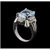 Image 4 : 14KT White Gold 4.60 ctw Aquamarine and Diamond Ring