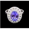 Image 2 : 3.54 ctw Tanzanite and Diamond Ring - 14KT White Gold