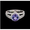 Image 2 : 14KT White Gold 1.56 ctw Tanzanite and Diamond Ring