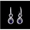Image 1 : 1.88 ctw Blue Sapphire and Diamond Earrings - 14KT White Gold